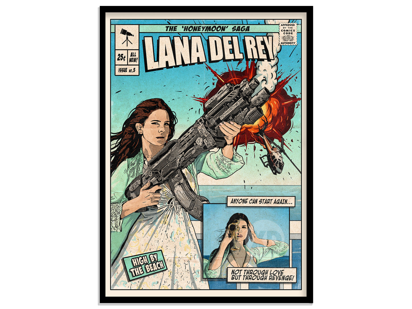 Lana Del Rey Print - High By The Beach Comic Cover Art