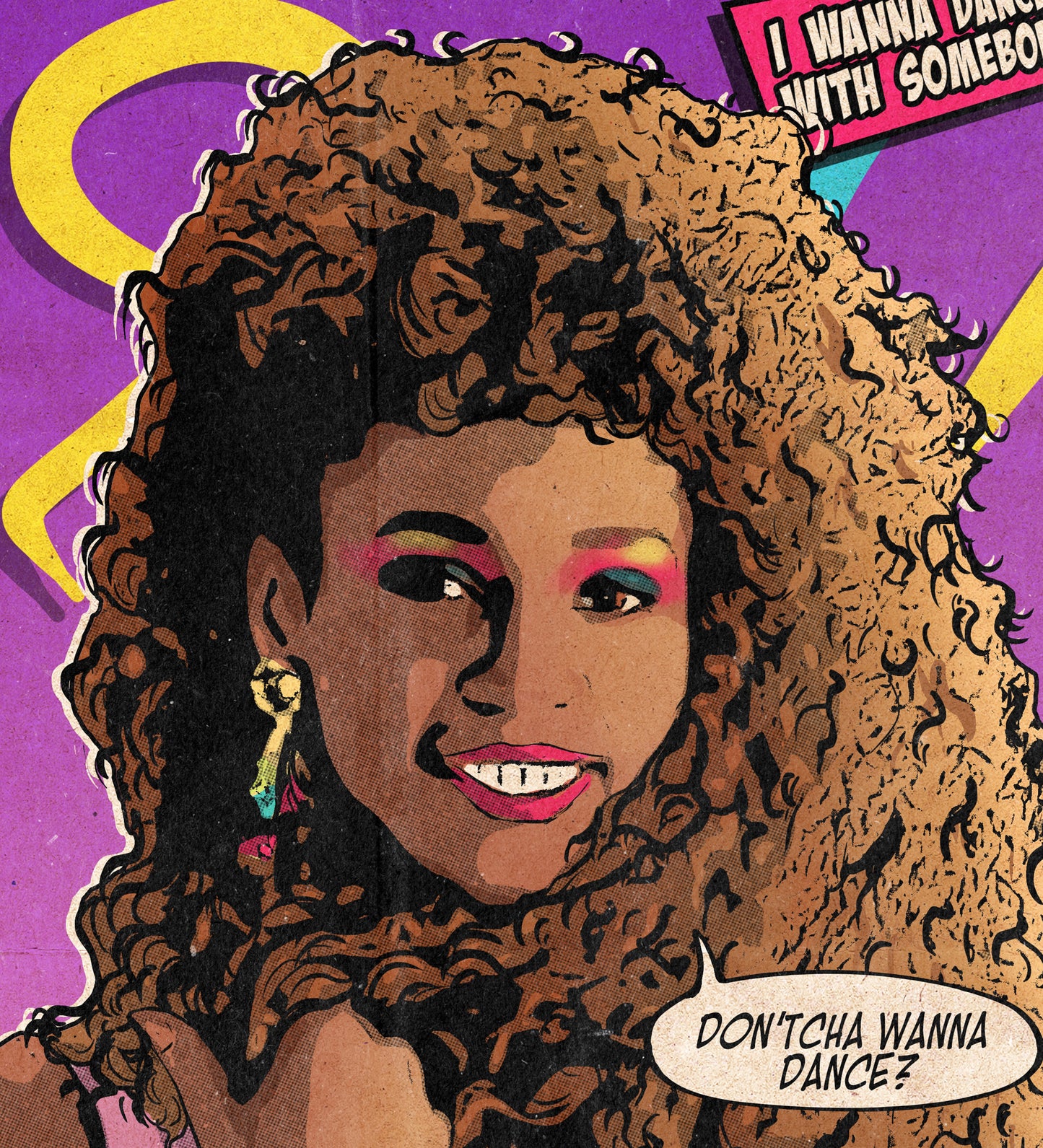 Whitney Houston Print - I Wanna Dance With Somebody Comic Cover Art