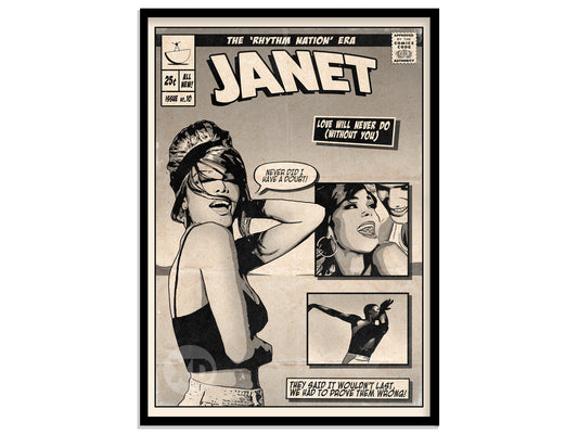 Janet Jackson Print - Love Will Never Do Comic Cover Art