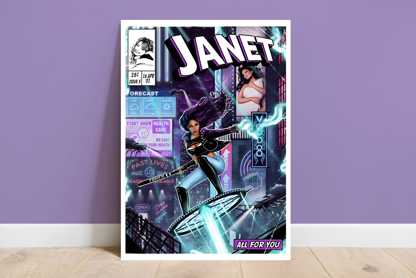 Janet Jackson Print - All For You Comic Cover Art