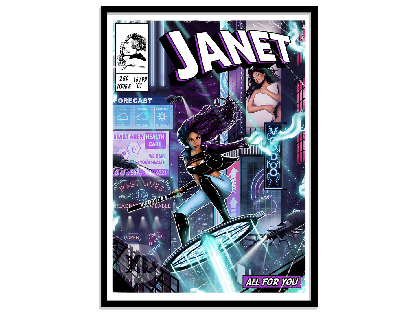 Janet Jackson Print - All For You Comic Cover Art