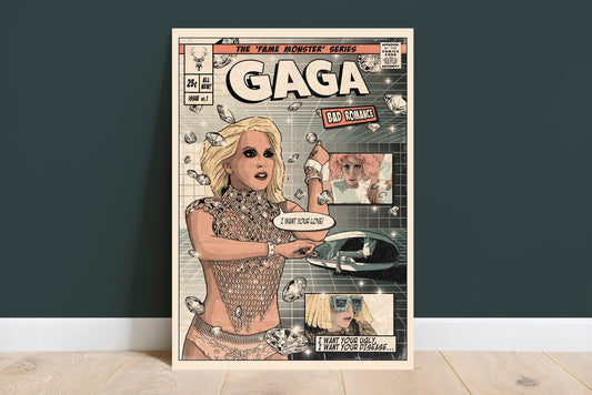 Lady Gaga Print - Bad Romance Comic Cover Art