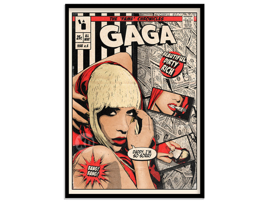 Lady Gaga Print - Beautiful Dirty Rich Comic Cover Art
