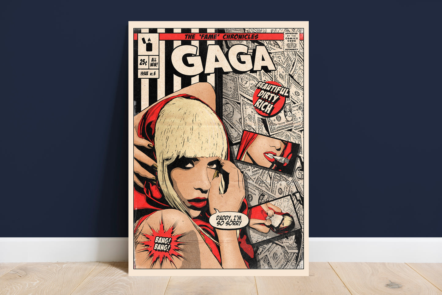 Lady Gaga Print - Beautiful Dirty Rich Comic Cover Art