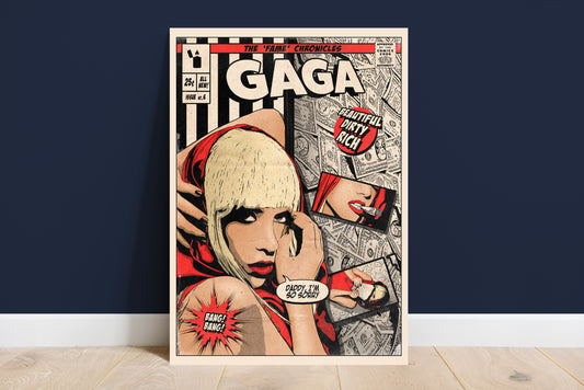 Lady Gaga Print - Beautiful Dirty Rich Comic Cover Art