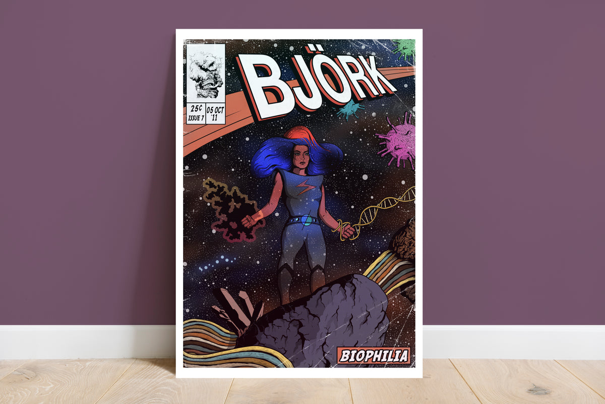 Björk Print - Biophilia Comic Cover Art