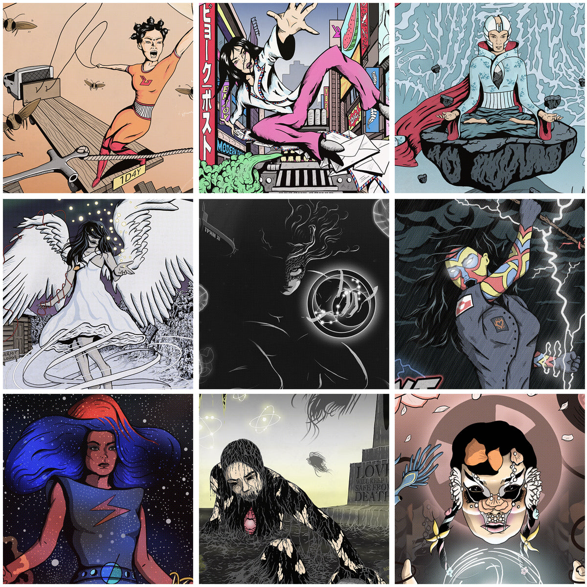 Björk Album Collection - 10 Comic Cover Art Prints