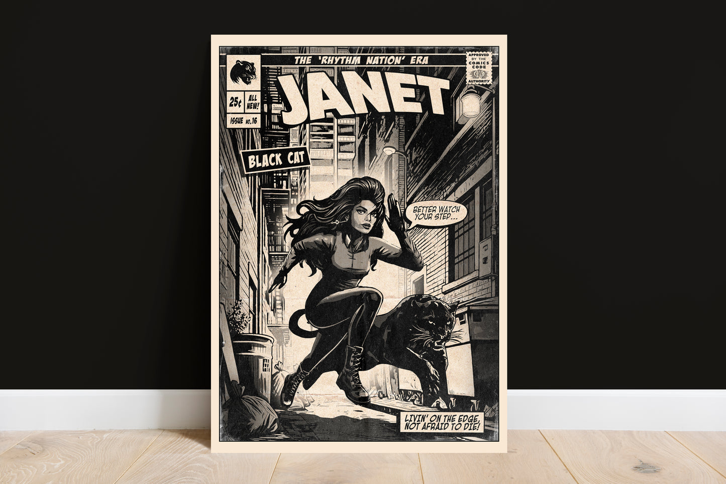 Janet Jackson Print - Black Cat Comic Cover Art
