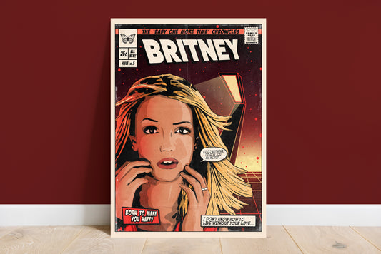 Britney Spears Print - Born To Make You Happy Comic Cover Art
