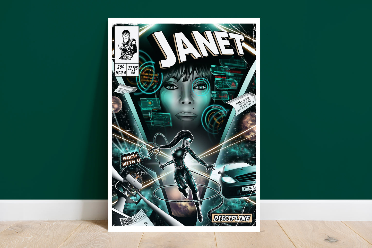 Janet Jackson Album Collection - 9 Comic Cover Art Prints