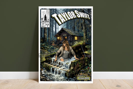Taylor Swift Print - Folklore Comic Cover Art