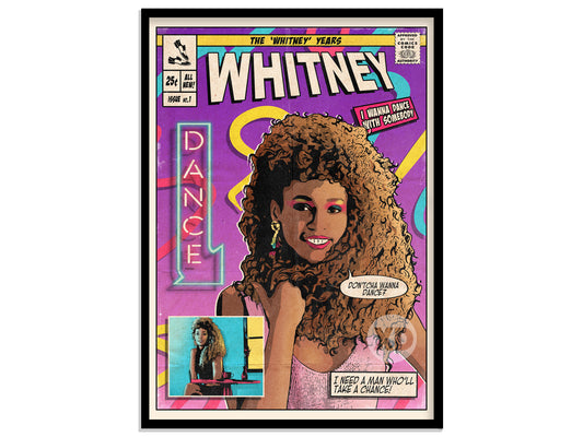 Whitney Houston Print - I Wanna Dance With Somebody Comic Cover Art