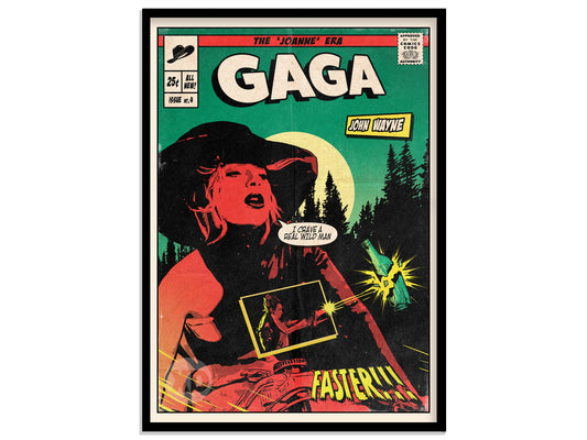 Lady Gaga Print - John Wayne Comic Cover Art