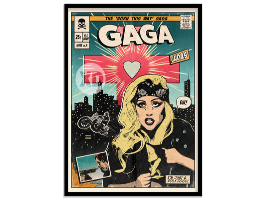 Lady Gaga Print - Judas Comic Cover Art