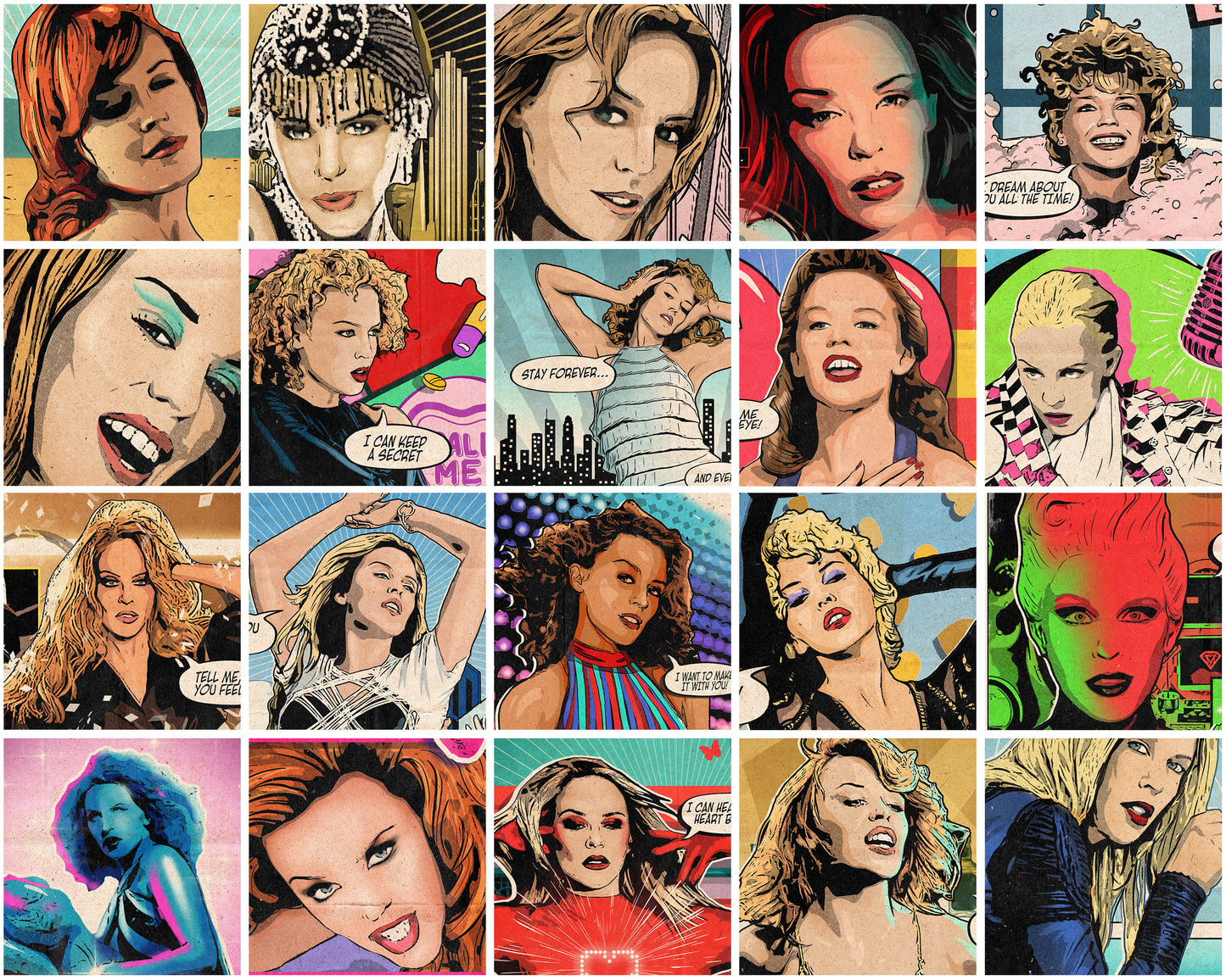 Kylie Minogue Singles Collection - 21 Comic Cover Art Prints