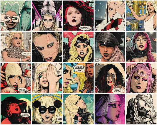 Lady Gaga Singles Collection - 20 Comic Cover Art Prints