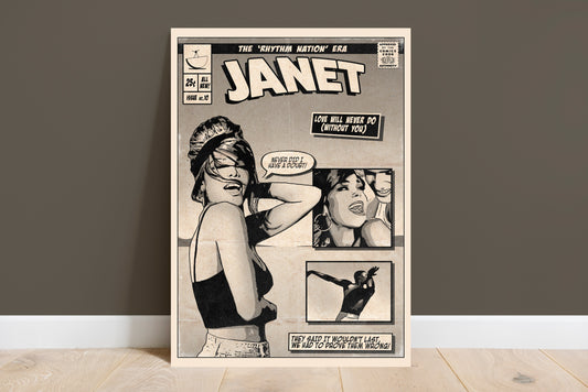 Janet Jackson Print - Love Will Never Do Comic Cover Art