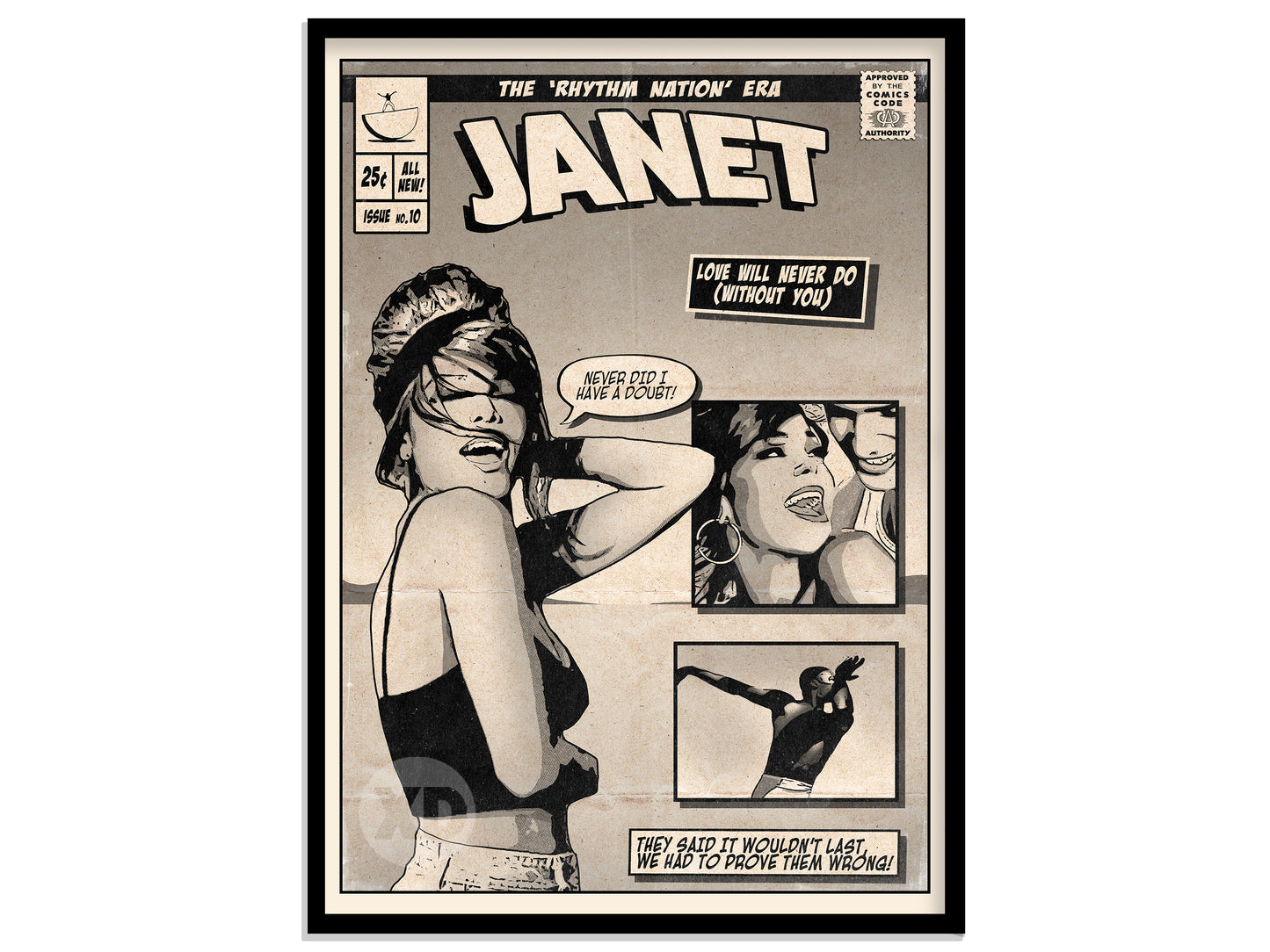 Janet Jackson Print - Love Will Never Do Comic Cover Art