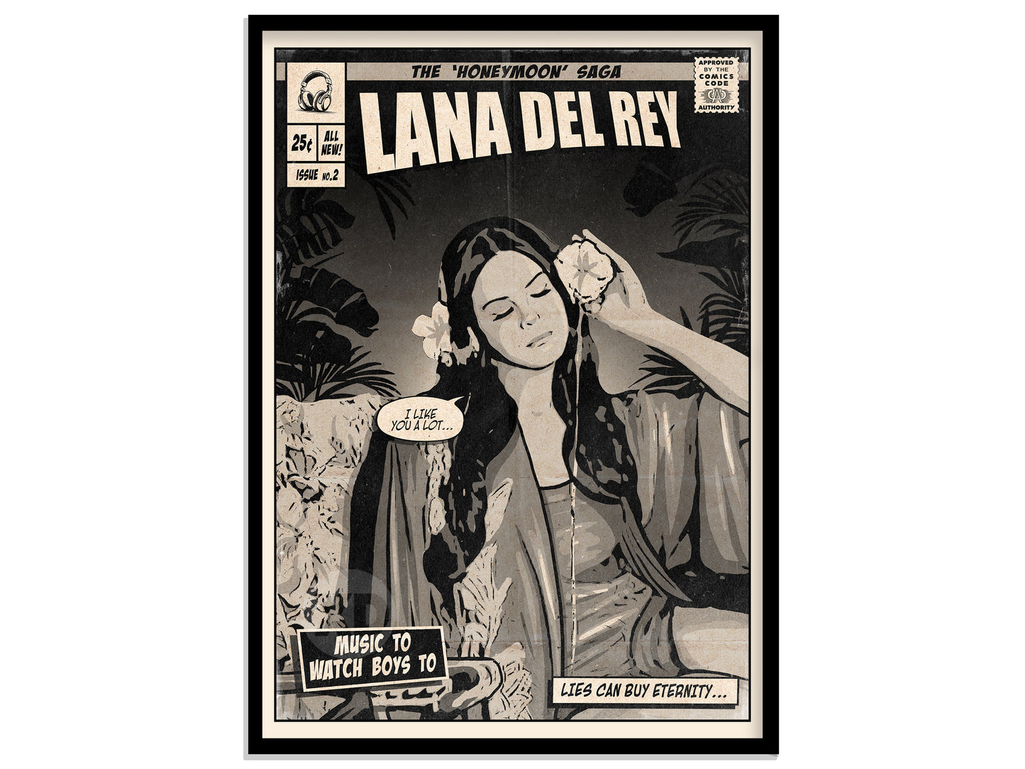 Lana Del Rey Print - Music To Watch Boys To Comic Cover Art
