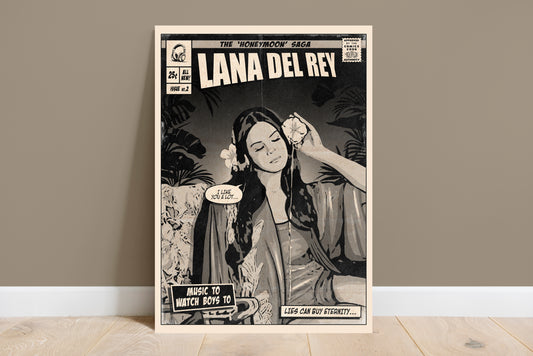 Lana Del Rey Print - Music To Watch Boys To Comic Cover Art
