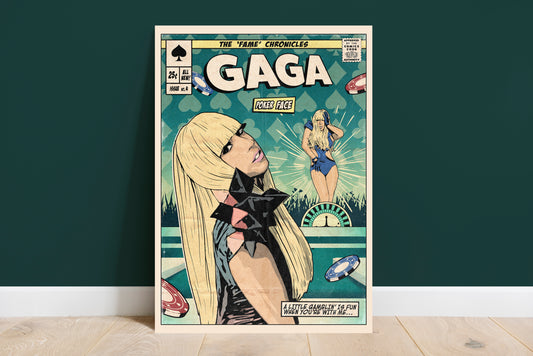 Lady Gaga Print - Poker Face Comic Cover Art
