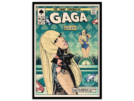 Lady Gaga Print - Poker Face Comic Cover Art