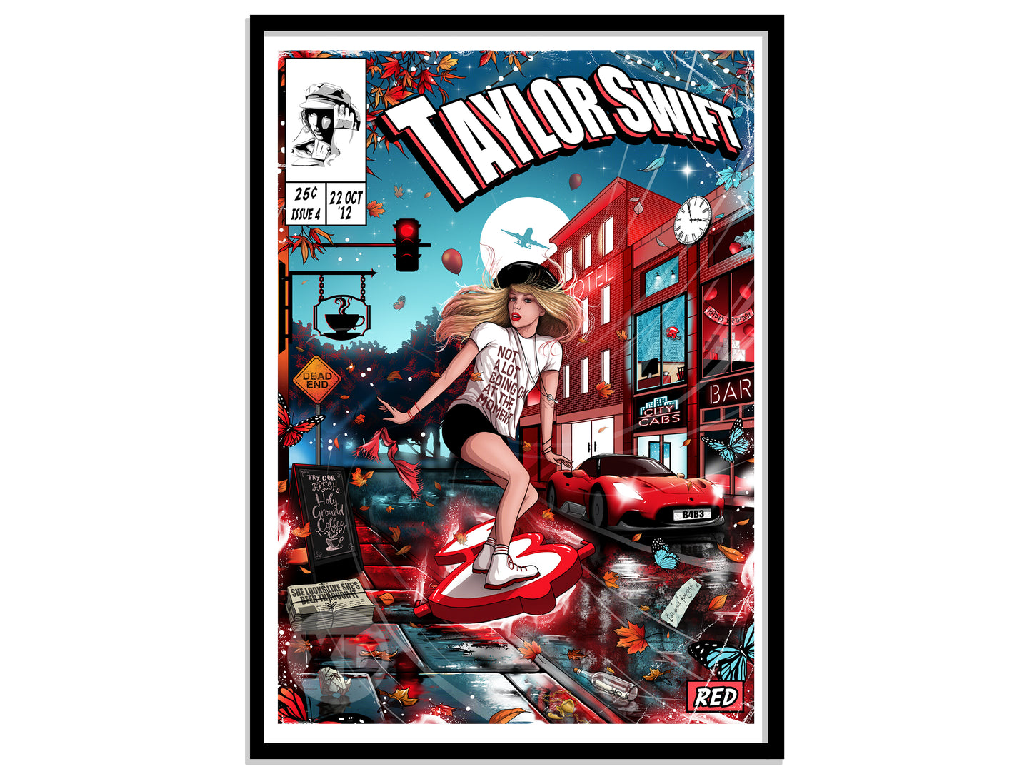 Taylor Swift Print - Red Comic Cover Art