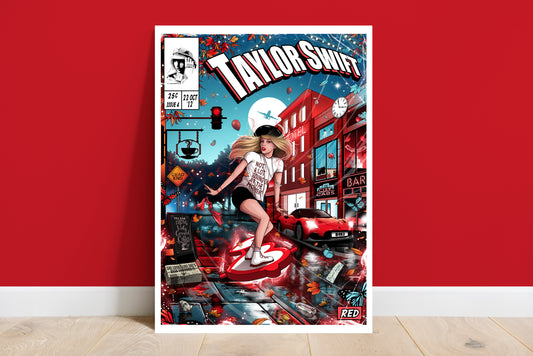 Taylor Swift Print - Red Comic Cover Art