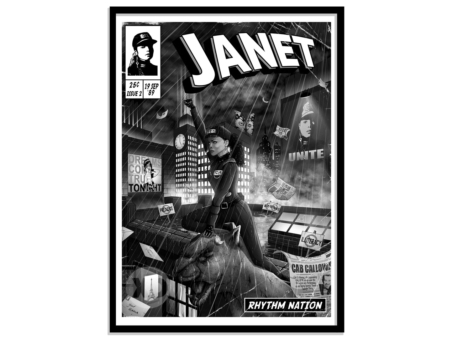 Janet Jackson Print - Rhythm Nation Comic Cover Art