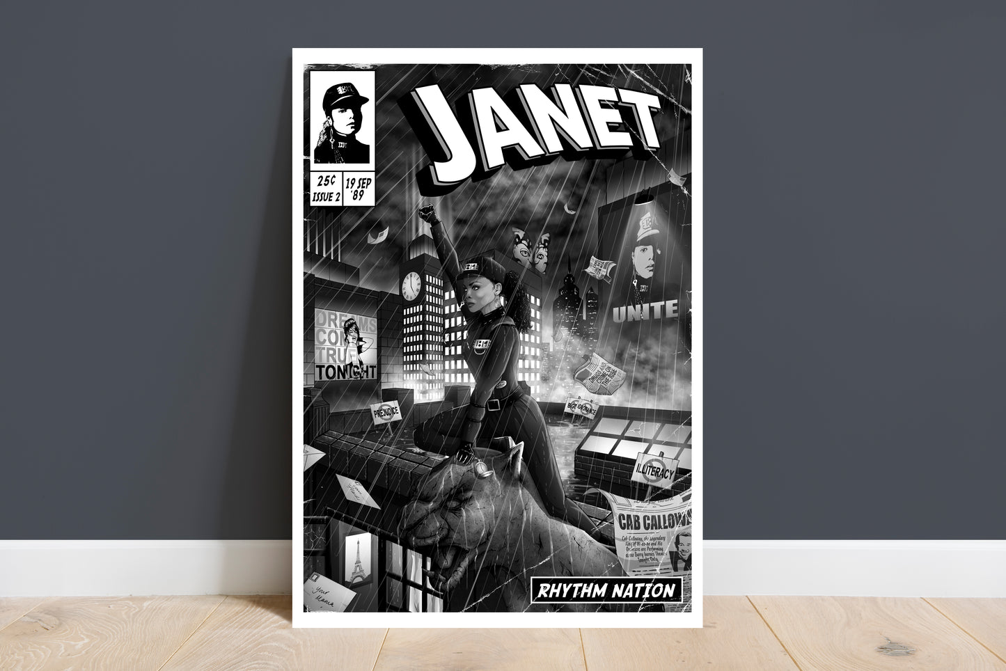 Janet Jackson Print - Rhythm Nation Comic Cover Art