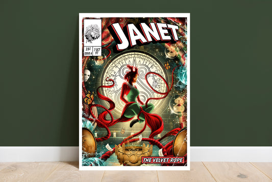 Janet Jackson Print - The Velvet Rope Comic Cover Art